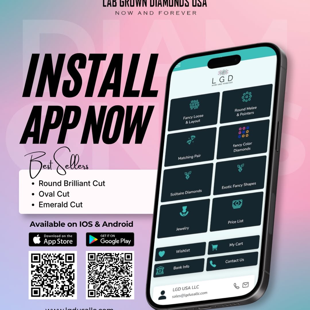 Your next best-selling diamond could be one tap away. ????????

Introducing the LGD USA Mobile App designed to give jewelers, retailers, and trade buyers instant access to our inventory anytime, anywhere.

Browse:
✔ Round Brilliant Cuts
✔ Oval Cuts
✔ Emerald Cuts
✔ Fancy Colors
✔ Matching Pairs
✔ Melee & Pointers
✔ Solitaire Diamonds
✔ Exotic Fancy Shapes
✔ Jewelry Collections

With live inventory access, easy navigation, wishlist functionality, and direct contact options, sourcing diamonds has never been simpler.

Download the LGD USA App today and discover a smarter way to buy diamonds.

Available on iOS & Android.

Visit: www.lgdusallc.com

#LGDUSA #LabGrownDiamonds #DiamondInventory #JewelryBusiness #DiamondSupplier

(LGD USA app, diamond sourcing app, lab grown diamond app, wholesale diamonds USA, diamond inventory app, loose diamonds supplier, diamond wholesaler USA, jewelry supplier app, round brilliant diamonds, oval cut diamonds, emerald cut diamonds, matching pair diamonds, fancy color diamonds, solitaire diamonds, diamond marketplace app, jewelry inventory management, certified lab grown diamonds, diamond supplier New York, wholesale lab grown diamonds, LGD USA LLC)

???? Download now and start sourcing diamonds smarter.
Comment APP and we’ll send you the download link directly.