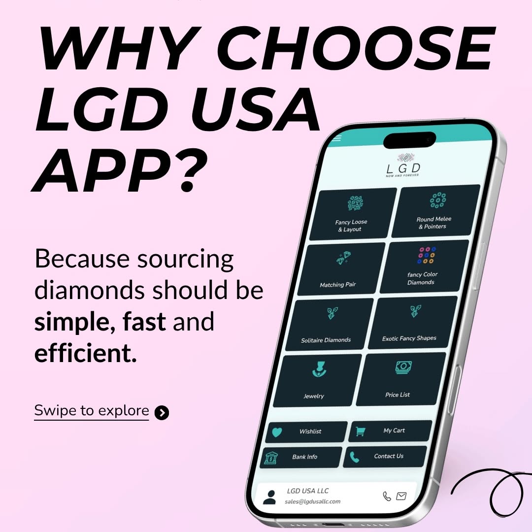 The way diamond professionals source inventory is changing.

No more waiting for spreadsheets.
No more endless back-and-forth emails.
No more searching through multiple systems.

With the LGD USA App, your inventory, pricing, search tools, and order management are available in one place.

✔ Browse inventory anytime, anywhere
✔ Search by shape, size, carat, color, and clarity
✔ Access live pricing instantly
✔ Share diamond options directly with clients
✔ Save selections to your wishlist
✔ Submit orders quickly and efficiently

Built for jewellers, retailers, manufacturers, and diamond professionals who value speed, convenience, and accuracy.

Everything you need. One app.

Download the LGD USA App today and source smarter.

???? www.lgdusallc.com

(lab grown diamonds USA, diamond sourcing app, wholesale diamonds USA, lab diamond inventory, diamond supplier USA, diamond procurement platform, diamond wholesale app, loose diamonds USA, diamond inventory management, diamond search platform, lab grown diamond wholesaler, diamond sourcing solution, jewellery business tools, diamond trading platform, wholesale lab diamonds)

#LGDUSA
#LabGrownDiamonds
#WholesaleDiamonds
#DiamondSupplierUSA
#jewellerybusiness